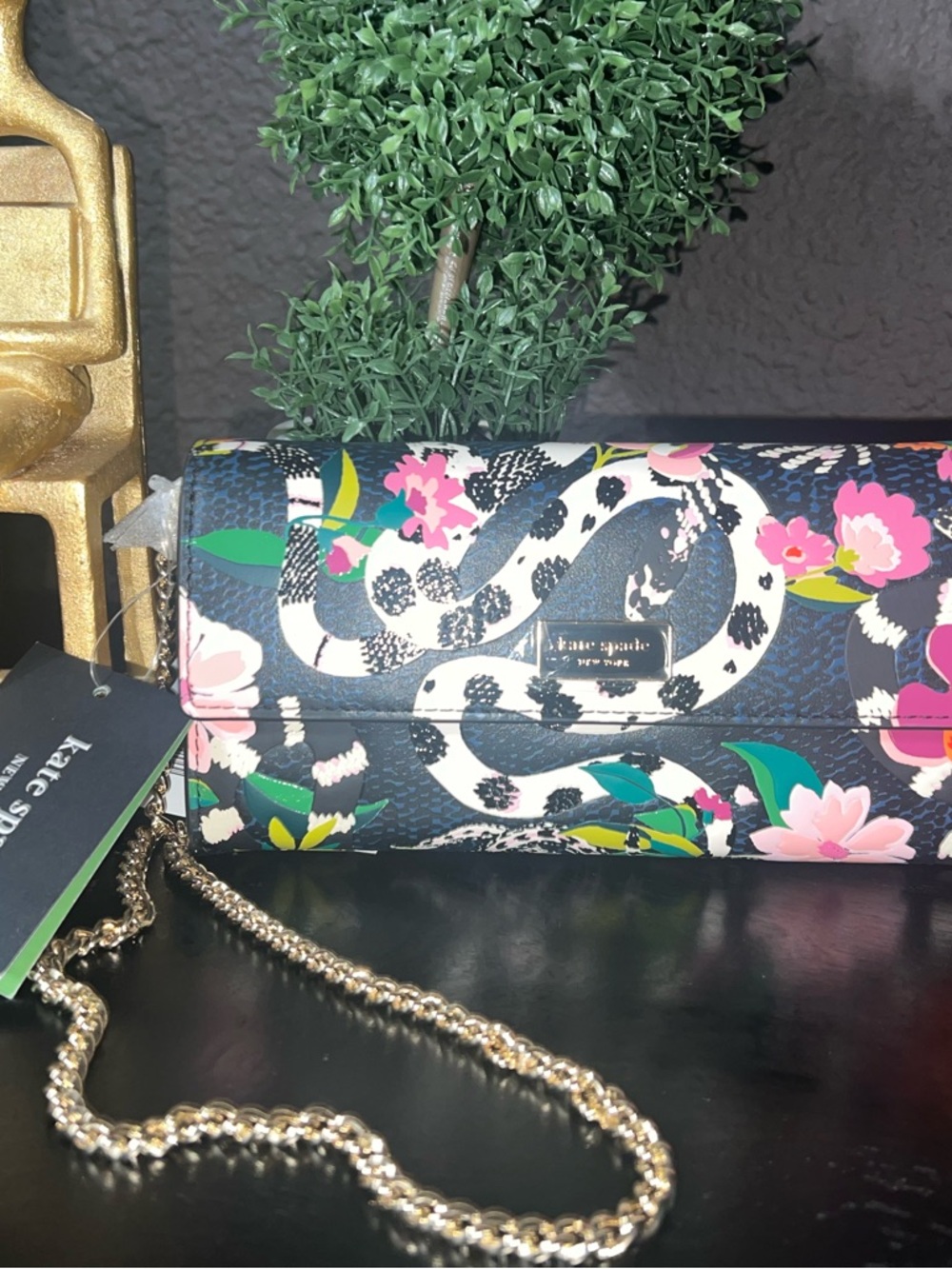 KATE SPADE Sammy Snake Flap Chain Crossbody Bag